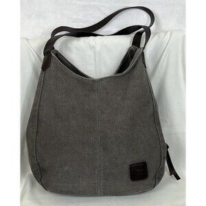 K2 Classic Canvas Shoulder Bag Purse Hobo Leather Brown